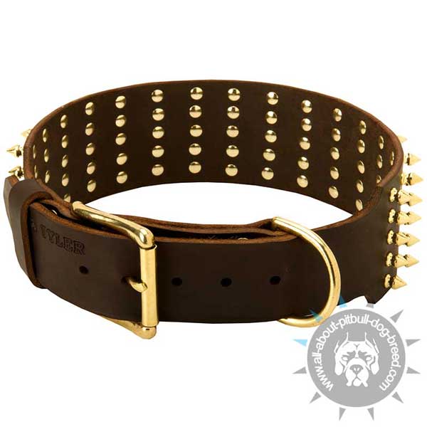 Buckled Leather Pitbull Collar Riveted for More Durability