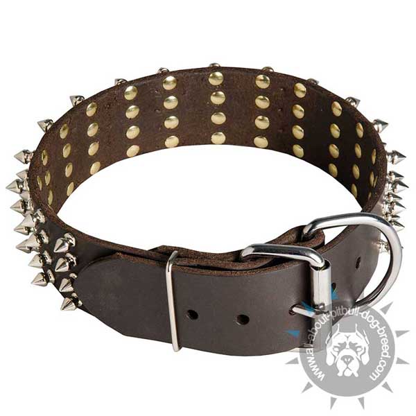 Leather Pitbull Collar with Strong Hardware