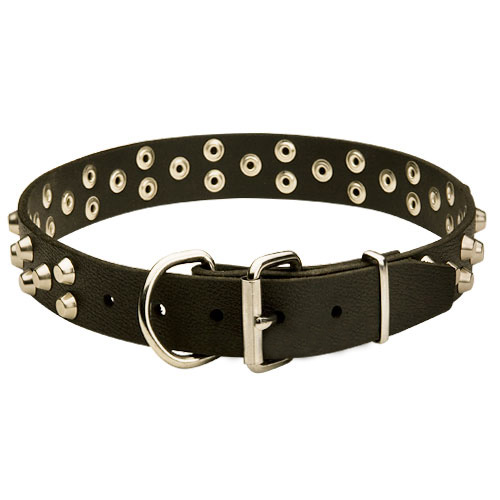 ... Leather Collar - Small pyramids/studs 3 rows leather dog collar ... Leather Collar - Small pyramids/studs 3 rows leather dog collar