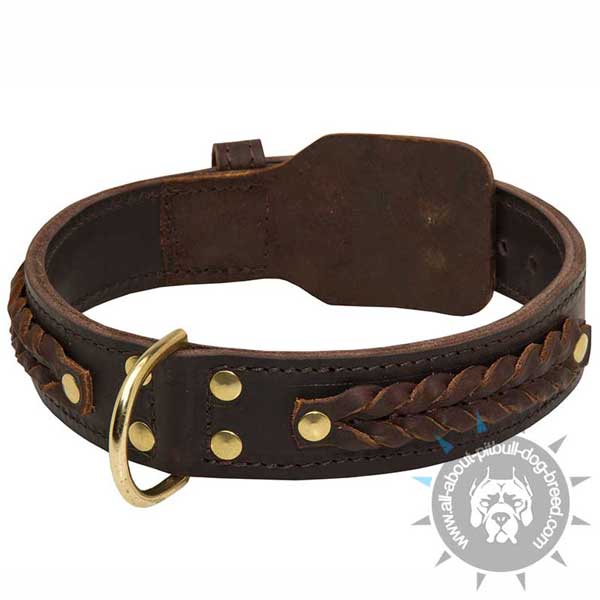 Braided Leather Collar with Brass Hardware