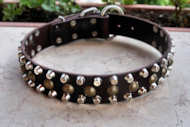 3 Rows Leather Dog Collar &Pyramids & Studs-Studded dog collar 3 Rows Leather Dog Collar &Pyramids & Studs-Studded dog collar