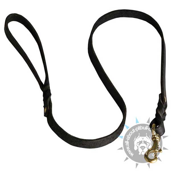 Braided Leather Leash for Pitbull Walking