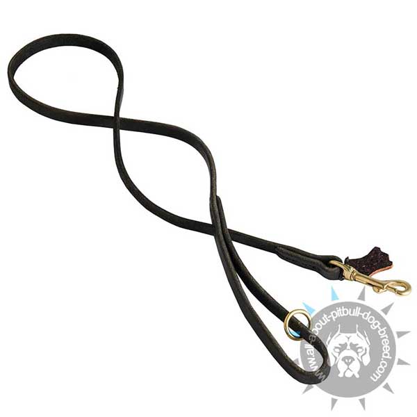 Stitched Leather Pitbull Leash Equipped with Floating Ring