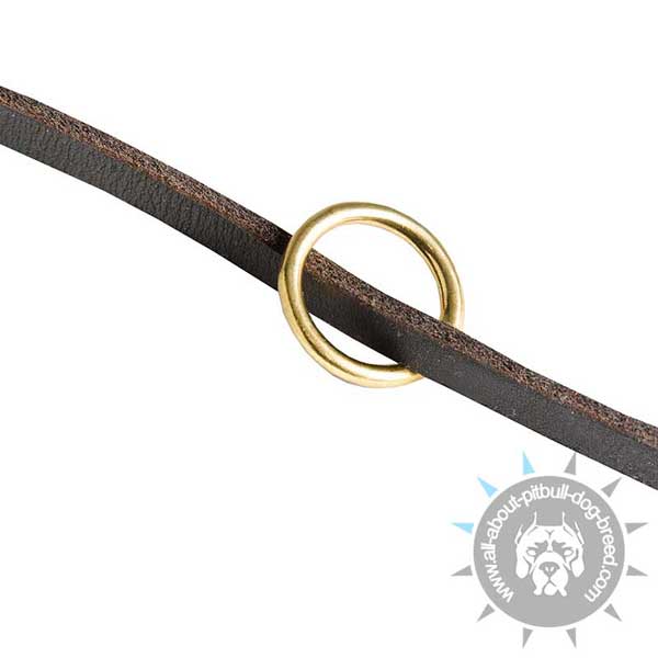 Leather Pitbull Leash Equipped with Strong Floating Ring