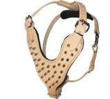 Tan Leather Spiked Dog Harness for Pitbulls- For Pitbull Mix Tan Leather Spiked Dog Harness for Pitbulls- For Pitbull Mix