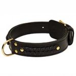 Wide Leather Dog Collar Decorated with Neat Braids