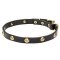'Stamped Studs' Narrow Leather Dog Collar with Brass Adornment