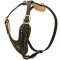 Brass Studded Dog Harness - Studded Leather Dog Harness for Pitbul