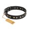 "Jewelry Peas" FDT Artisan Decorated Black Leather Pitbull Collar