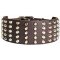 Wide Studded Leather Dog Collar for Pitbull (3 inch)