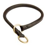 Choke Rolled Leather Dog Collar for Pitbull 1/4 inch wide