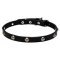 "Lucky" 20 mm Pitbull Leather Collar with Engraved Nickel Studs