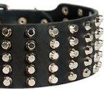 Pyramid Studs on Leather Dog Collar for Pitbull