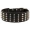 Wide Special Leather Dog Collar-Pyramid Studded Leather Dog Collar For Pitbulls
