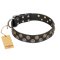 "Romantic Breeze" FDT Artisan Black Leather Pitbull Collar with Riveted Circles
