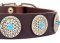 Western Leather Dog Collar w/h turquoise stones for Pitbull