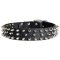 3 Row Spiked Leather Dog Collar