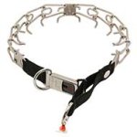 New HS Stainless Pinch Prong Collar with Click lock Buckle and Nylon Loop 1/8 inch (3.2 mm)