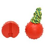Dotted Rubber Water Ball on Nylon Rope - Medium 2 1/3 inch (6 cm)