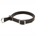 Adjustable Leather Slip Collar with Nickel Hardware for Pitbull Training and Walking