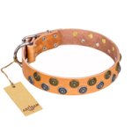 "Precious Sparkle" FDT Artisan Adorned Leather Pitbull Collar - 1 1/2 inch (40 mm) wide