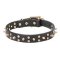 "Space Travel" Leather Collar with Brass Stars and Spikes