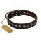 "Stars of Glory" FDT Artisan Brown Leather Pitbull Collar for Comfortable Walking