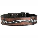 Hand Painted by Our Artists Leather Dog Collar - Barbed Wire