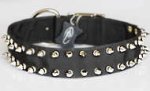 Black Nylon Spiked Dog Collar-2 Rows of spikes