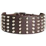 Wide Studded Leather Dog Collar for Pitbull (3 inch)