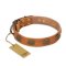 "Magic Amulet" FDT Artisan Tan Leather Pitbull Collar with Oval Studs