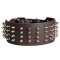 3 inch Wide Leather Spiked Collar for Pitbull