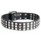 Silver Pyramid Studded Leather Dog Collar for Pitbull Walking