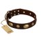 "Hebe's Jewel" FDT Artisan Brown Genuine Leather Pitbull Collar