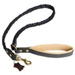 Braided Handcrafted Leather Dog Leash with Padded Handle