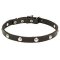 "Shiny Necklace" Leather Dog Collar with Chrome Plated Round Studs 3/4 Inch (20 mm) Wide