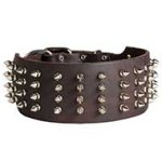 3 inch Wide Leather Spiked Collar for Pitbull