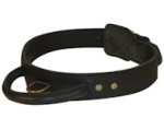 Tac-Black Leather Agitation Collar With Handle for Pitbull