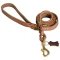Classic 6ft Leather Pitbull Leash with Braided Handle