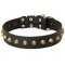 Gorgeous Wide Leather Dog Collar With Exclusive Handmade Decoration