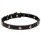 'Rhombi' Studded Leather Dog Collar with Brass Plated Adornment
