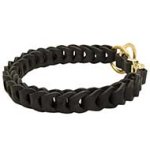 Skillfully Braided Leather Dog Choke Collar for Harmless Behavior Correction