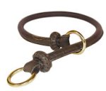 Round Leather Choke Collar/Silent Collar 1/2'' wide for Pitbull