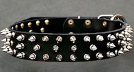 Black Spiked Leather Dog Collar for Pitbull