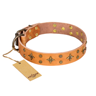 'Top-Flight' FDT Artisan Adorned Tan Leather Pitbull Collar