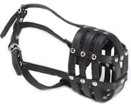 Handcrafted Leather Dog Muzzle for Pitbull-Mesh Leather Dog Muzzle