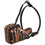 Pitbull Hand Painted Leather Muzzle "Dondi" Plus
