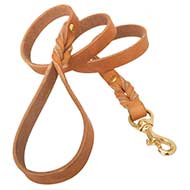 Soft Premium Leather Leash with Braided Ends for Pitbull