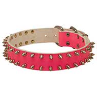 Pink Spiked Leather Pitbull Collar Pink Spiked Leather Pitbull Collar