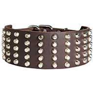 Wide Studded Leather Dog Collar for Pitbull (3 inch) Wide Studded Leather Dog Collar for Pitbull (3 inch)